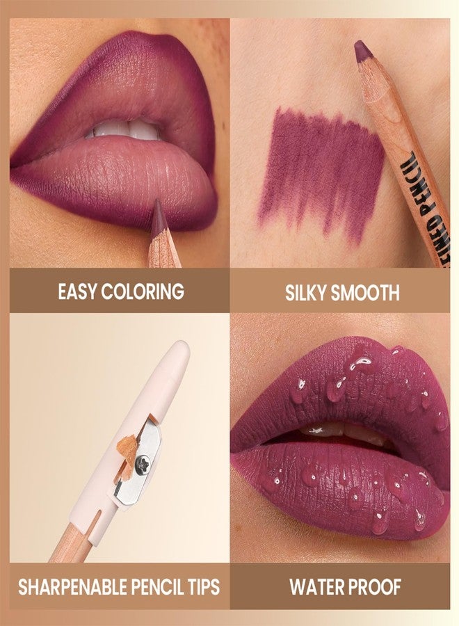 إريندي مجموعة أقلام تحديد الشفاه إيريندي نيود مات، 6 ألوان مع مبراة لتحديد ونحت الشفاه، قلم تحديد شفاه بني مقاوم للماء يدوم طويلاً ولا يتلطخ، 01 وردي موف نيود - Image 5